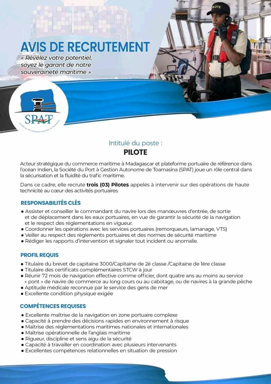 Pilote maritime — 3 postes