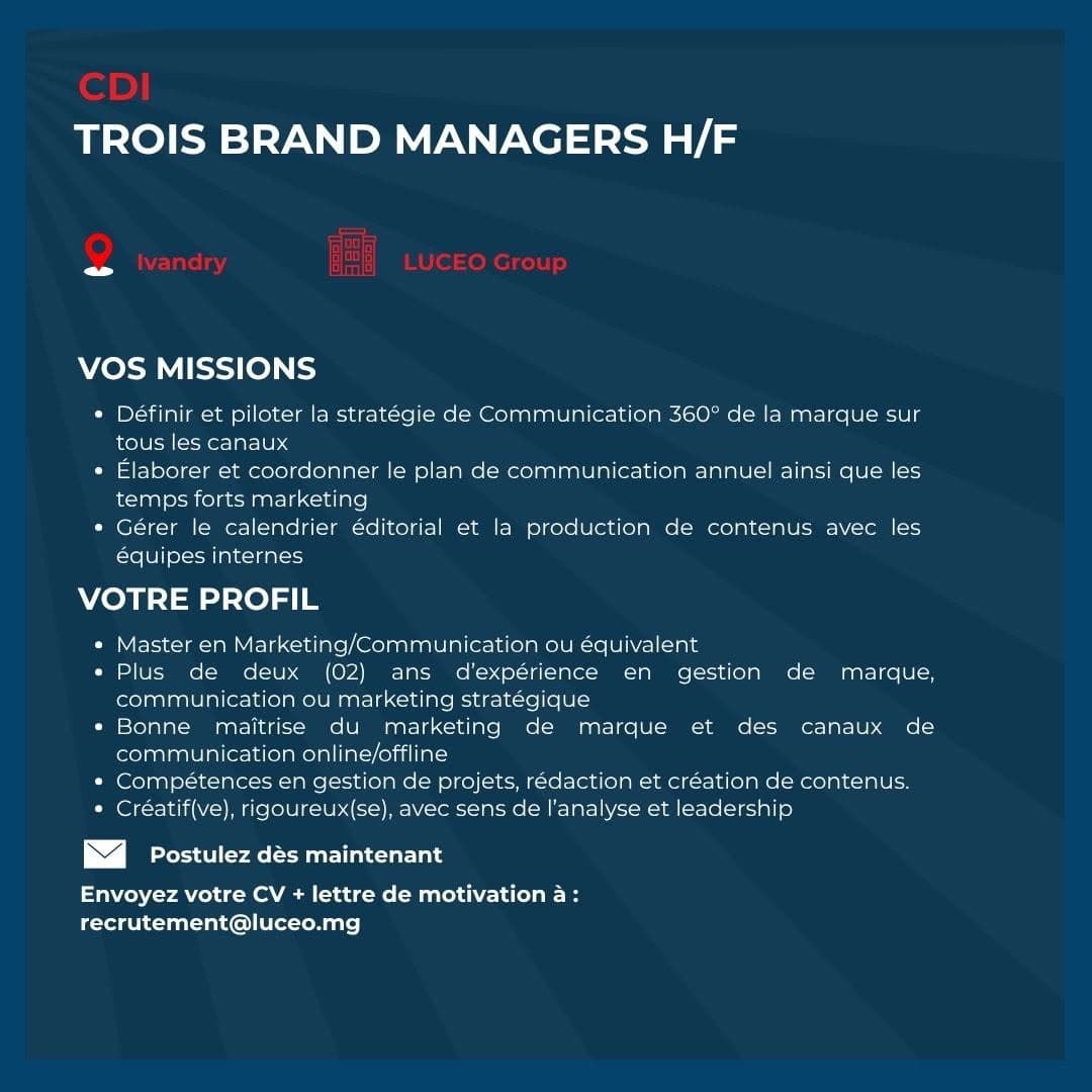 Brand Manager H/F – 3 postes