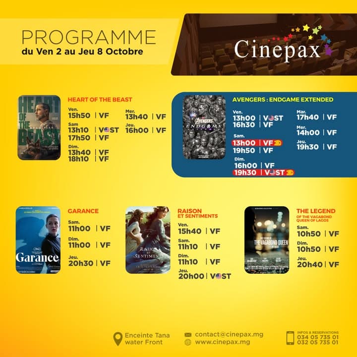 Programme Cinépax du 2 au 08 octobre