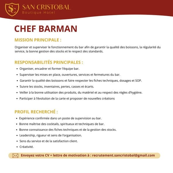 CHEF BARMAN